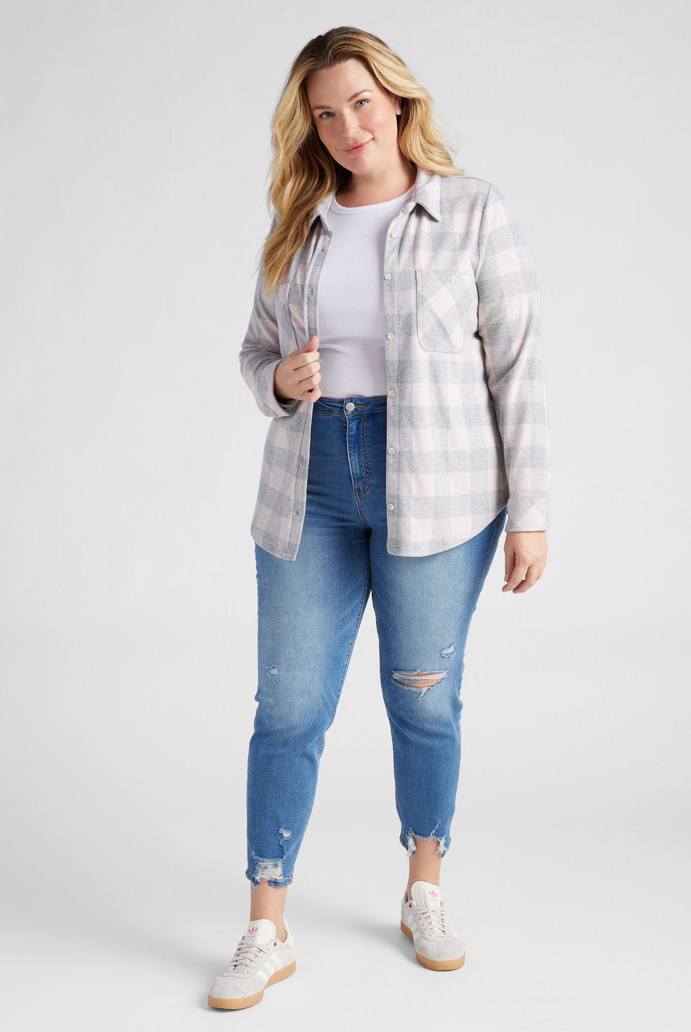 Pink Grey Buffalo $|& Thread & Supply Lewis Plaid Shirt - SOF Full Front