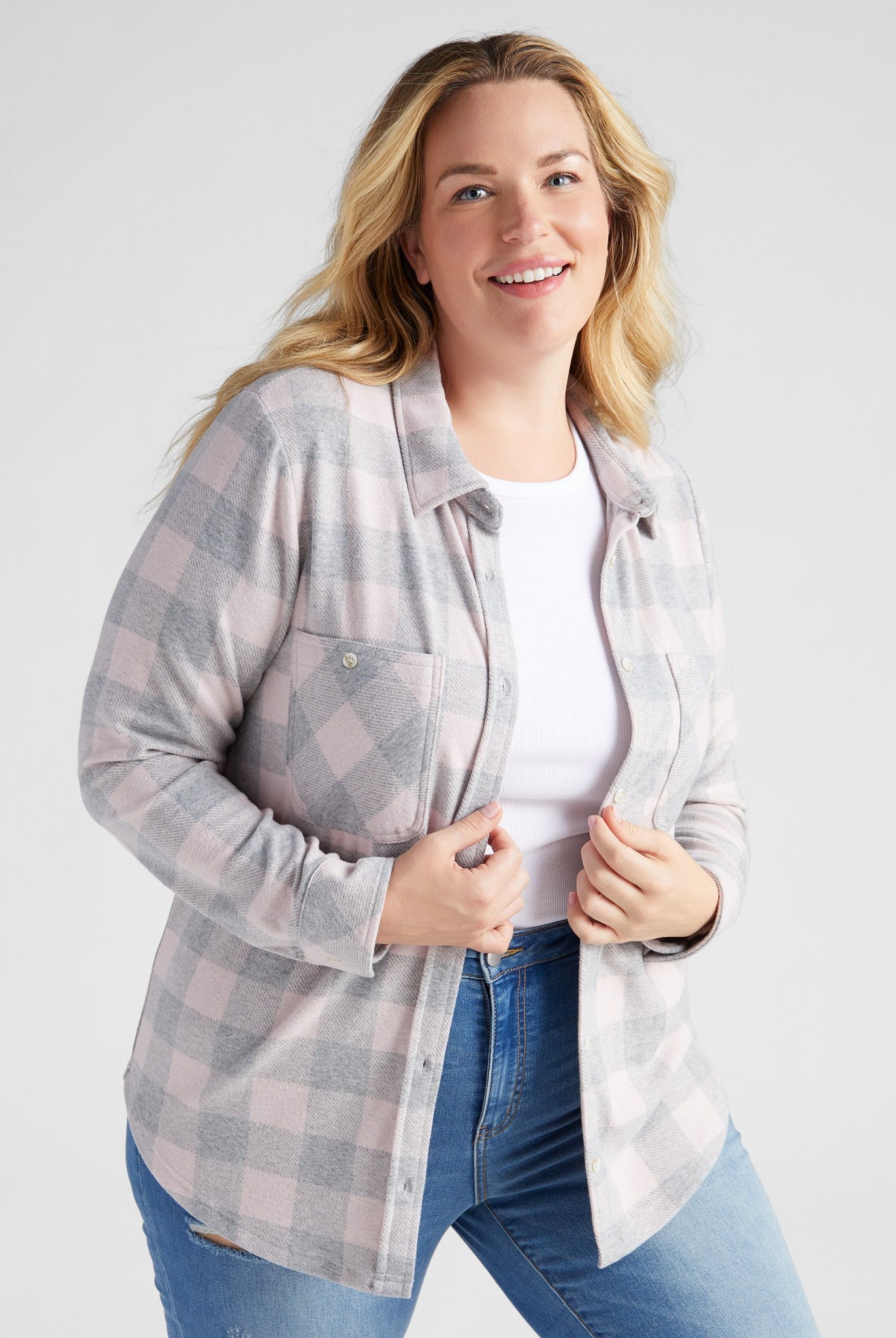 Pink Grey Buffalo $|& Thread & Supply Lewis Plaid Shirt - SOF Front