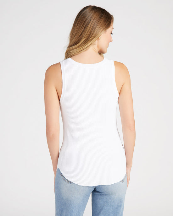 White $|& Another Love Cora High Neck Sleeveless Ribbed Top - SOF Back