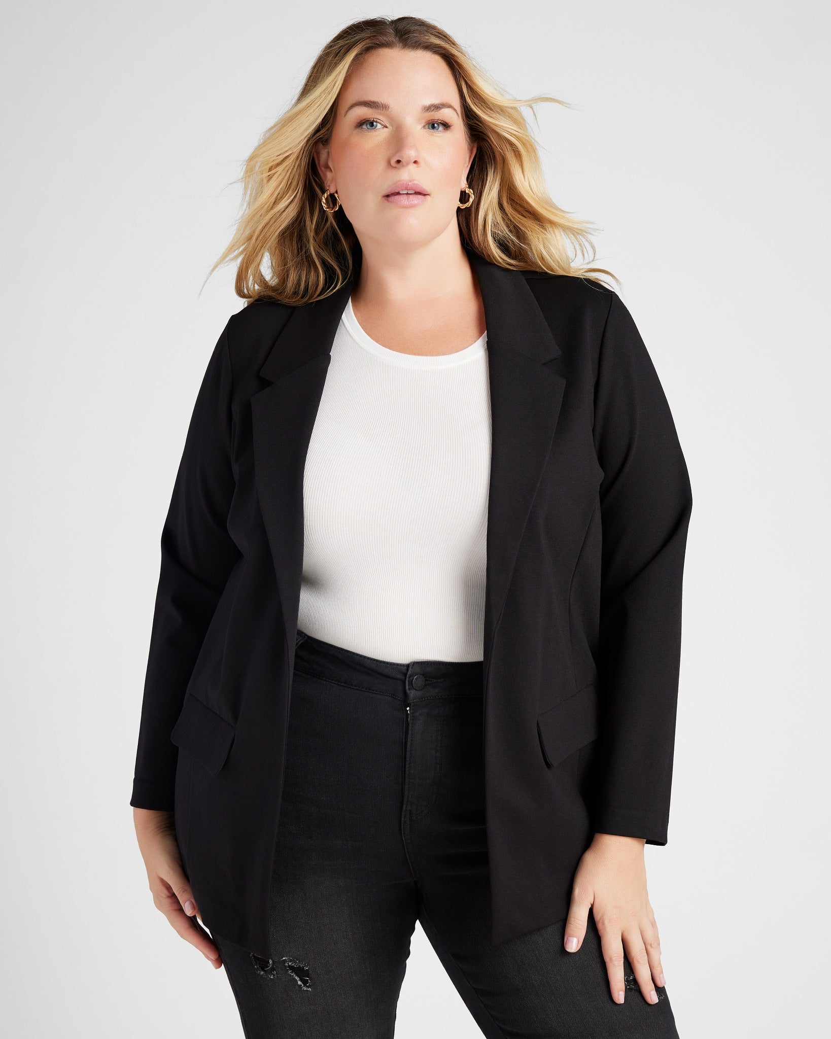 Black $|& Liverpool Boyfriend Blazer - SOF Front