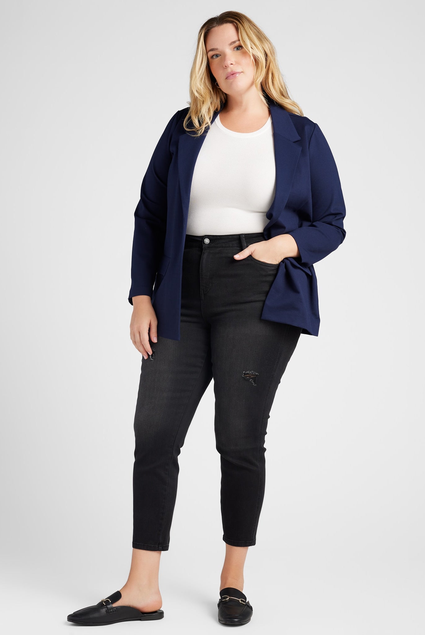 Cadet Blue $|& Liverpool Boyfriend Blazer - SOF Full Front