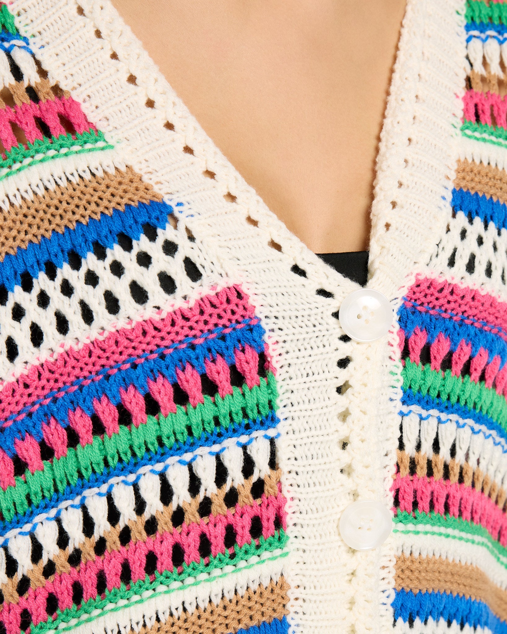 Multi $|& Vigoss Crochet Sweater Cardigan - SOF Full Front