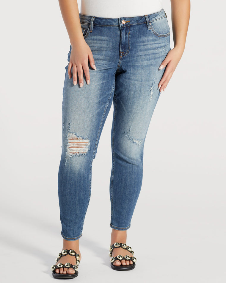 Medium Wash 29" $|& Vigoss Jagger Classic Distressed Skinny Jeans - SOF Front