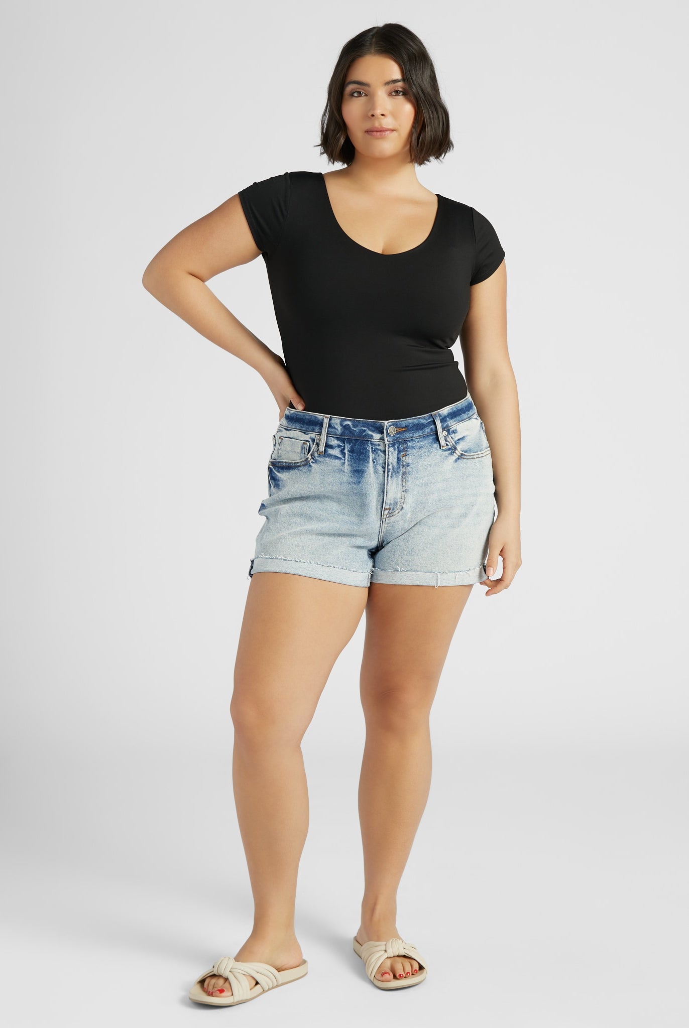 Light Wash Blue $|& Vigoss Marley Cuffed Short - SOF Full Front