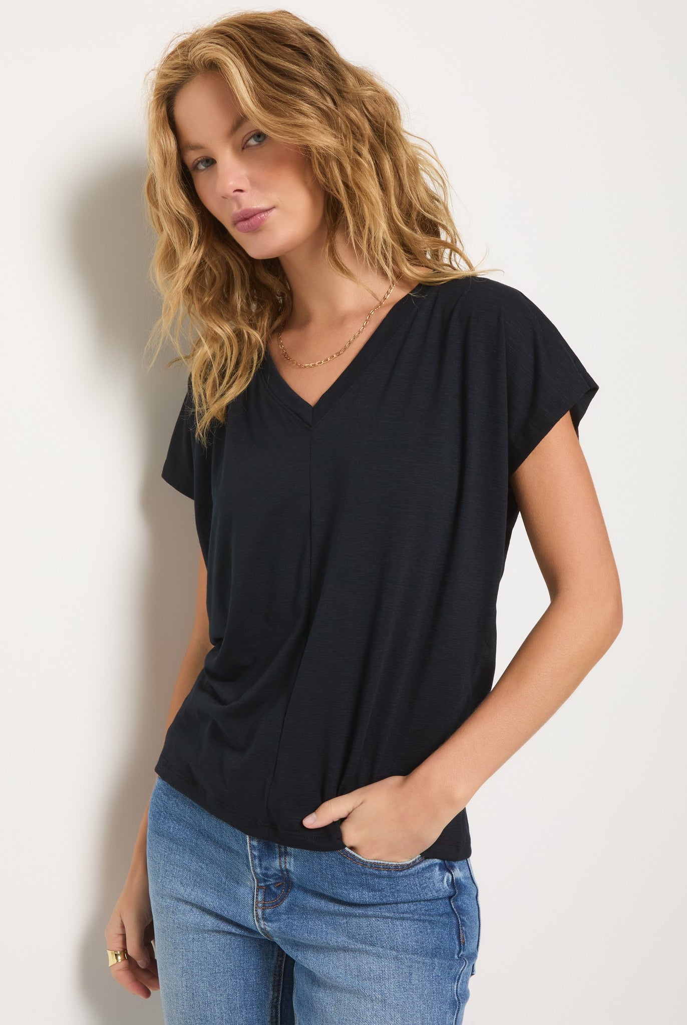 Black $|& SEAS SoCal Short Sleeved Top - SOF Front