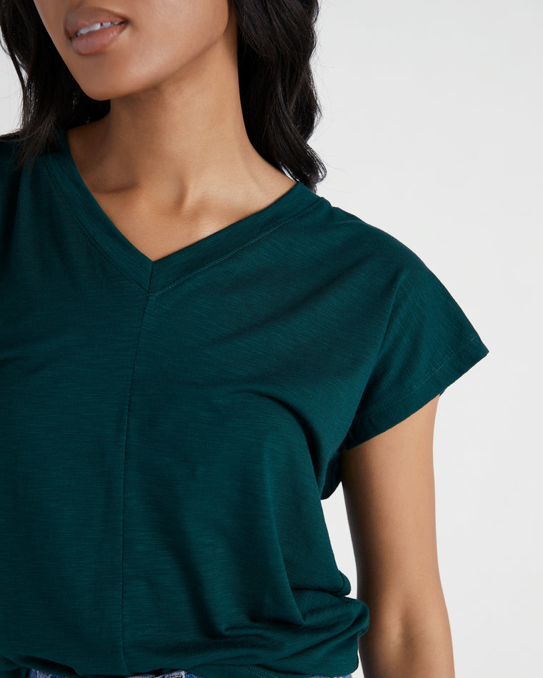 Hunter Green $|& SEAS SoCal Short Sleeved Top - SOF Detail