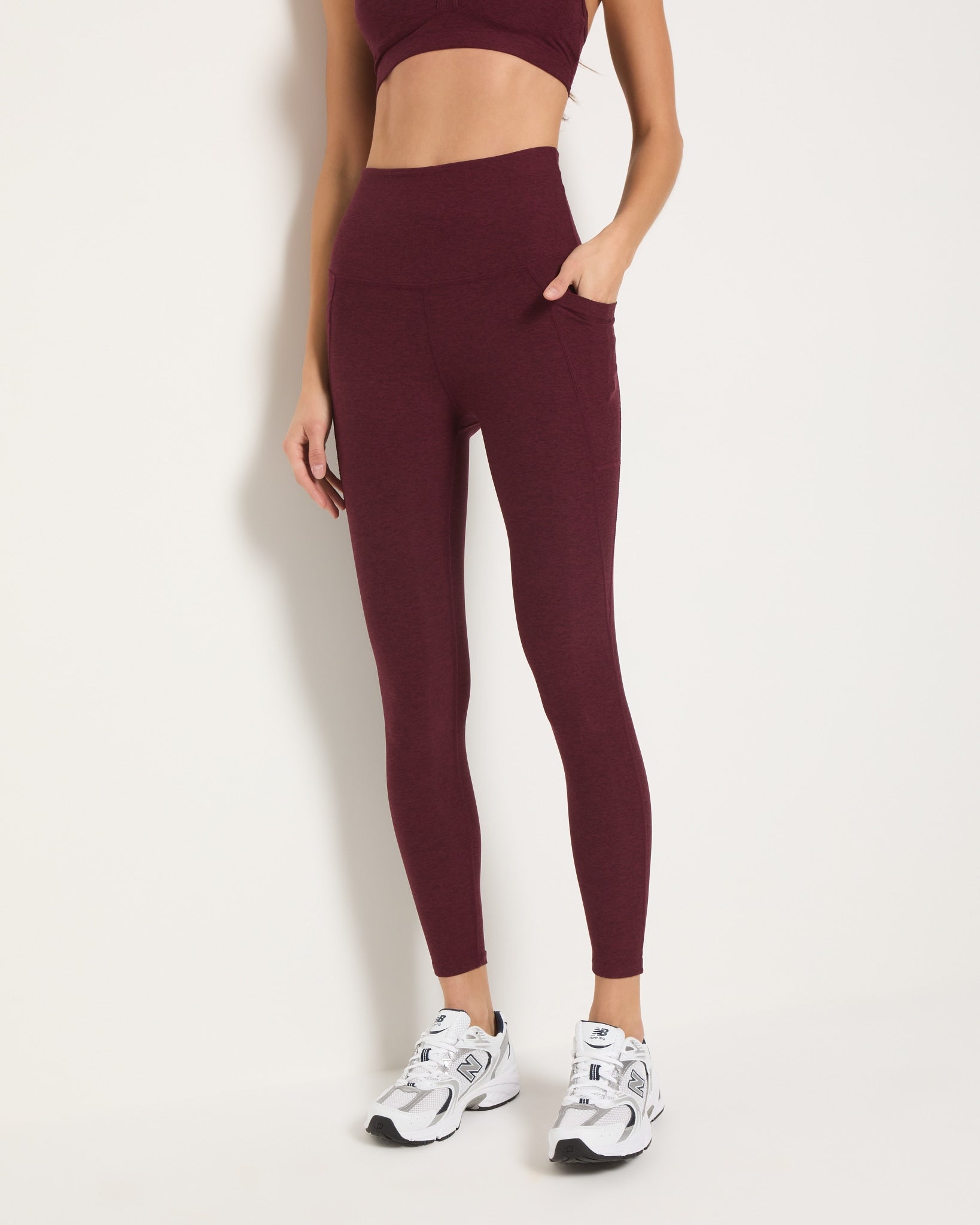 Red Wine $|& Interval FlowHeather Sculpt Pocket Legging - SOF Front