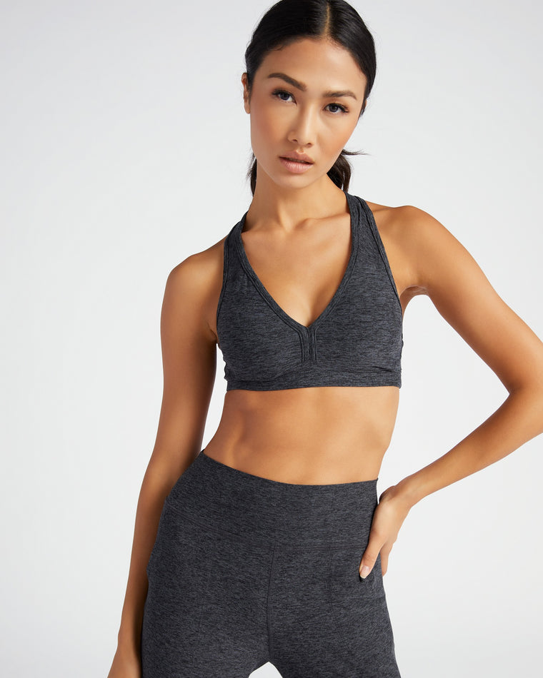 Heather Charcoal $|& Interval FlowHeather Sculpt Enhearten Bra - VOF Back