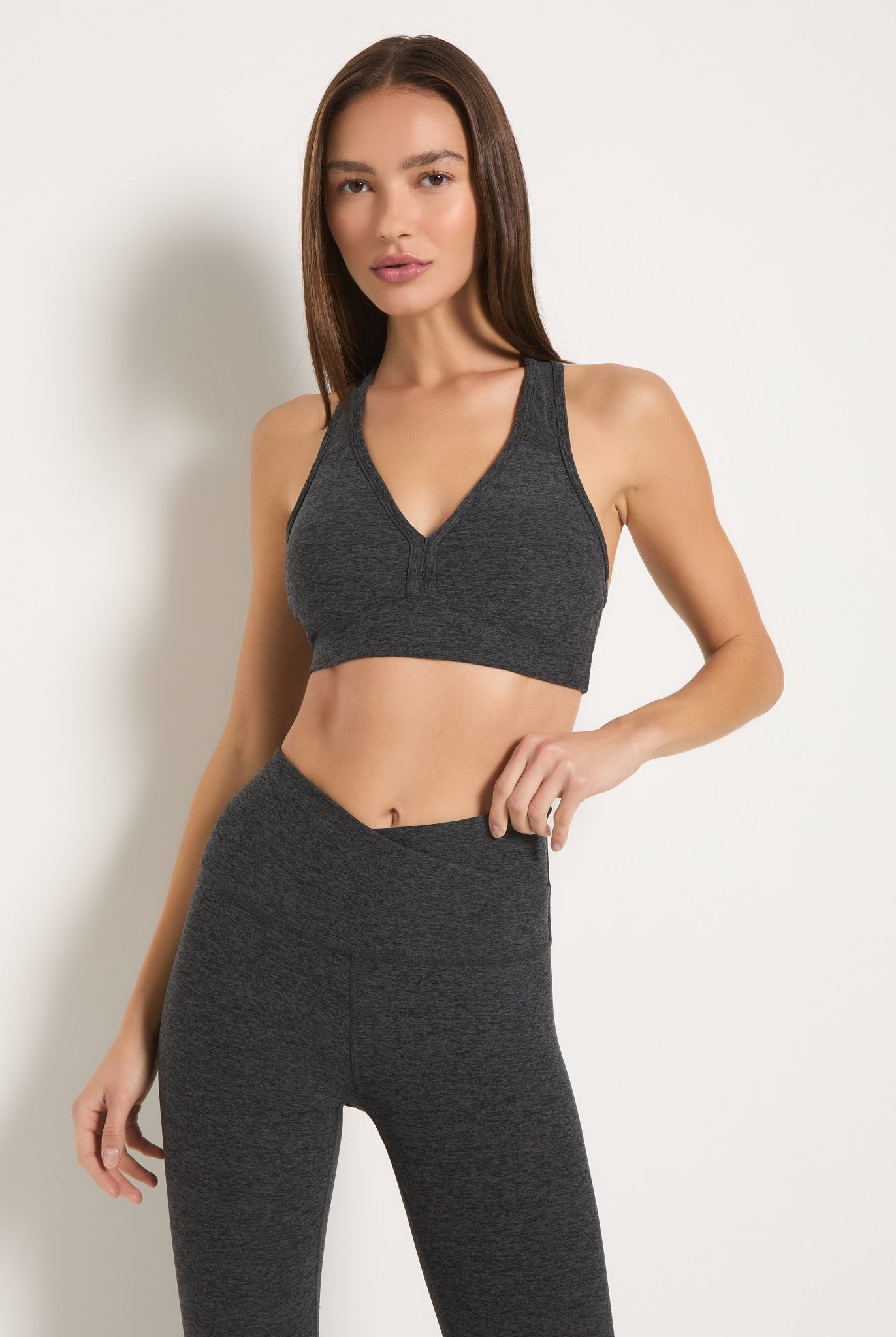 Heather Charcoal $|& Interval FlowHeather Sculpt Enhearten Bra - SOF Front