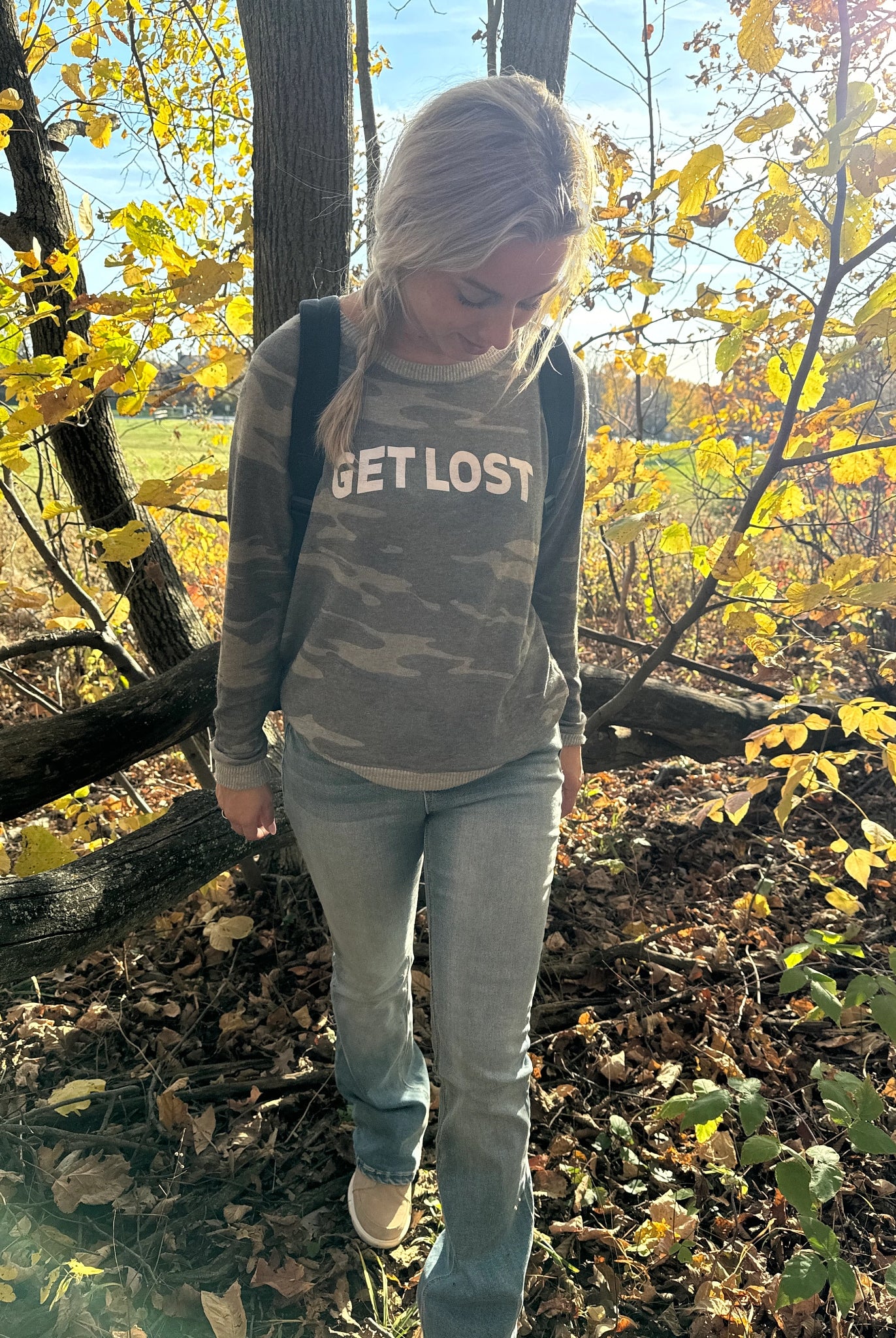 Green Camo $|& Herizon Get Lost Camo Graphic Crew - VOF Back