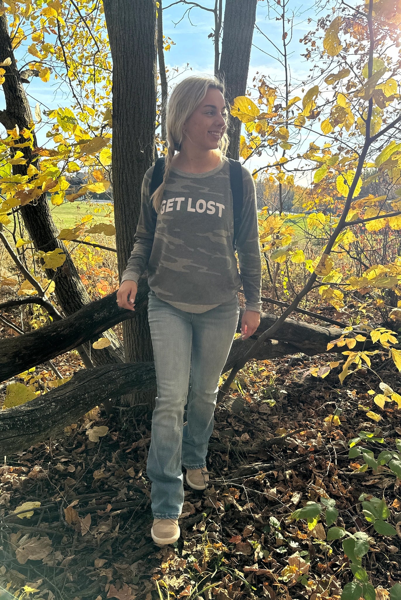 Green Camo $|& Herizon Get Lost Camo Graphic Crew - VOF Back