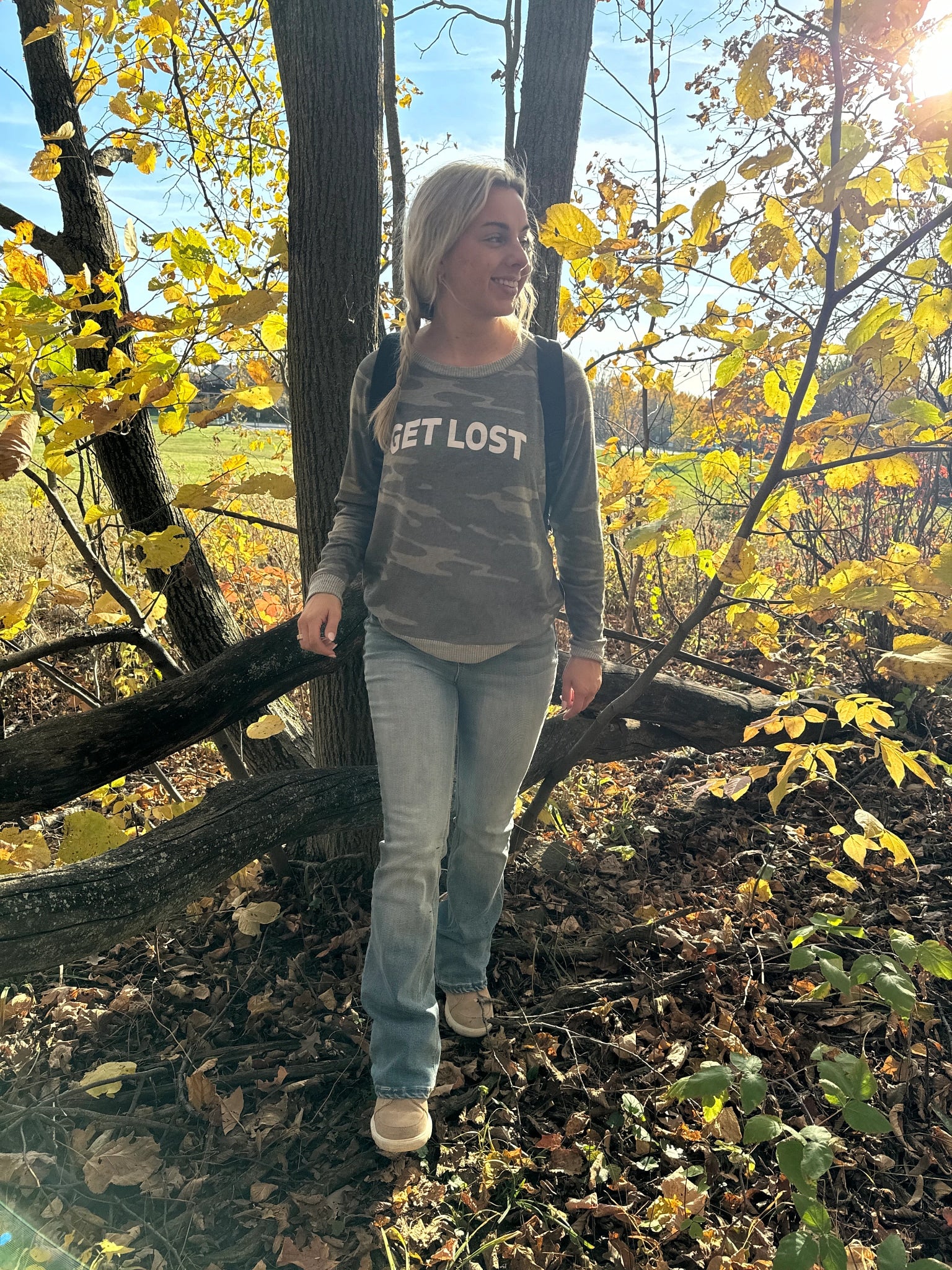 Green Camo $|& Herizon Get Lost Camo Graphic Crew - VOF Back