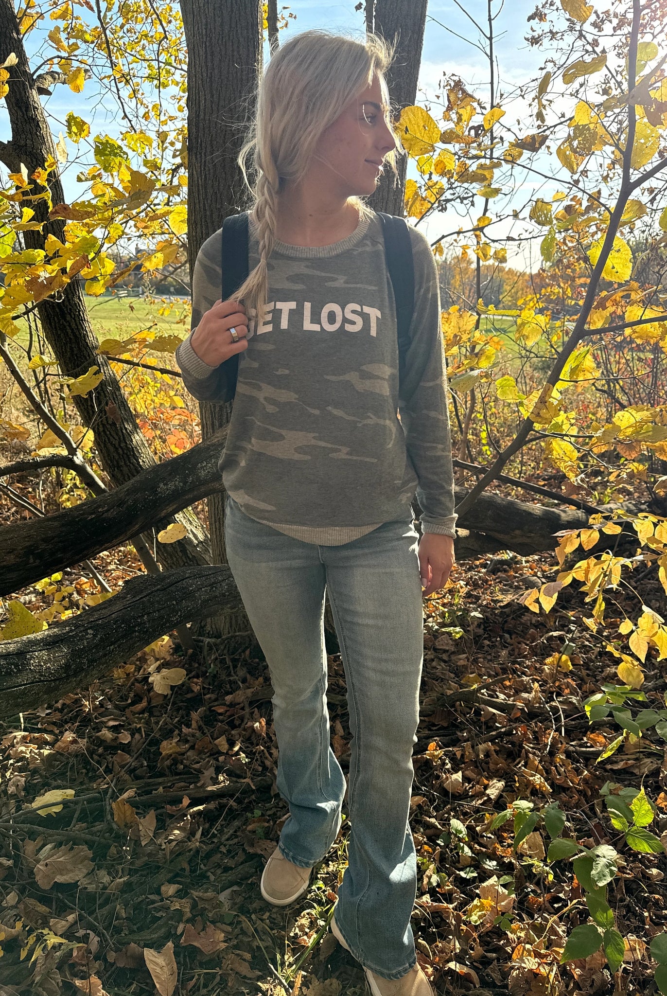 Green Camo $|& Herizon Get Lost Camo Graphic Crew - VOF Back