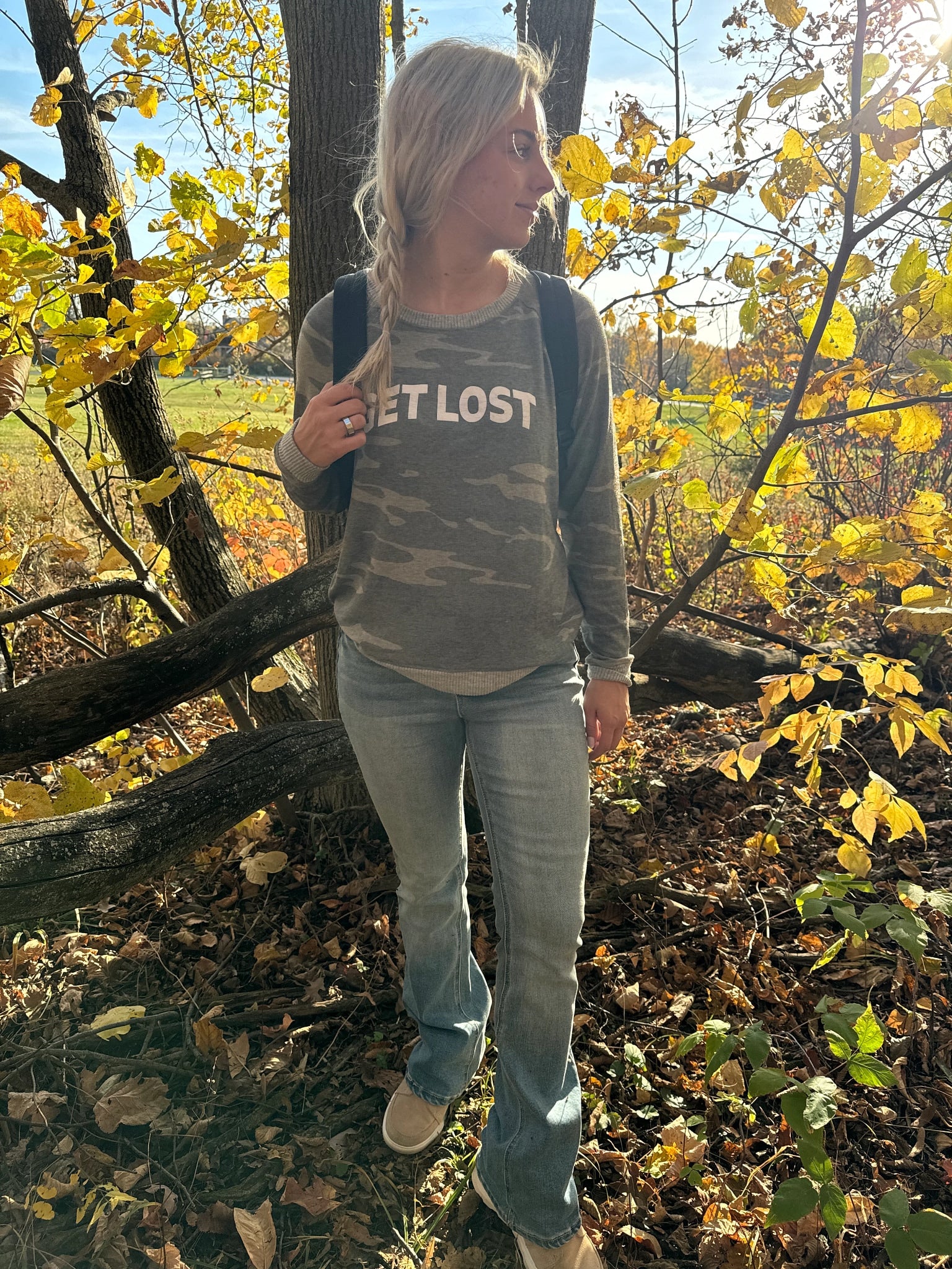 Green Camo $|& Herizon Get Lost Camo Graphic Crew - VOF Back