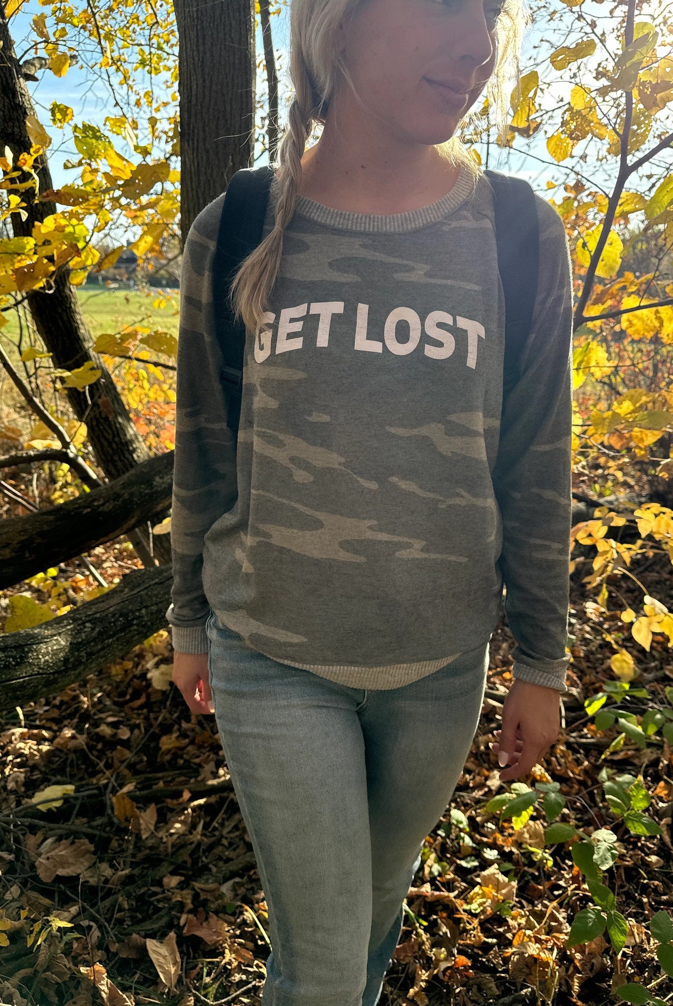 Green Camo $|& Herizon Get Lost Camo Graphic Crew - VOF Back