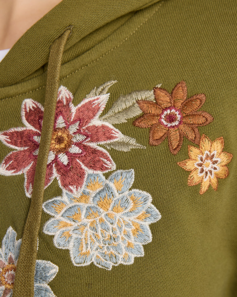Olive $|& Driftwood Neptune Full Zip Embroidered Hoodie - SOF Detail