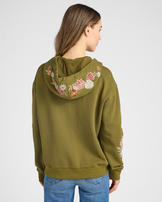 Olive $|& Driftwood Neptune Full Zip Embroidered Hoodie - SOF Back