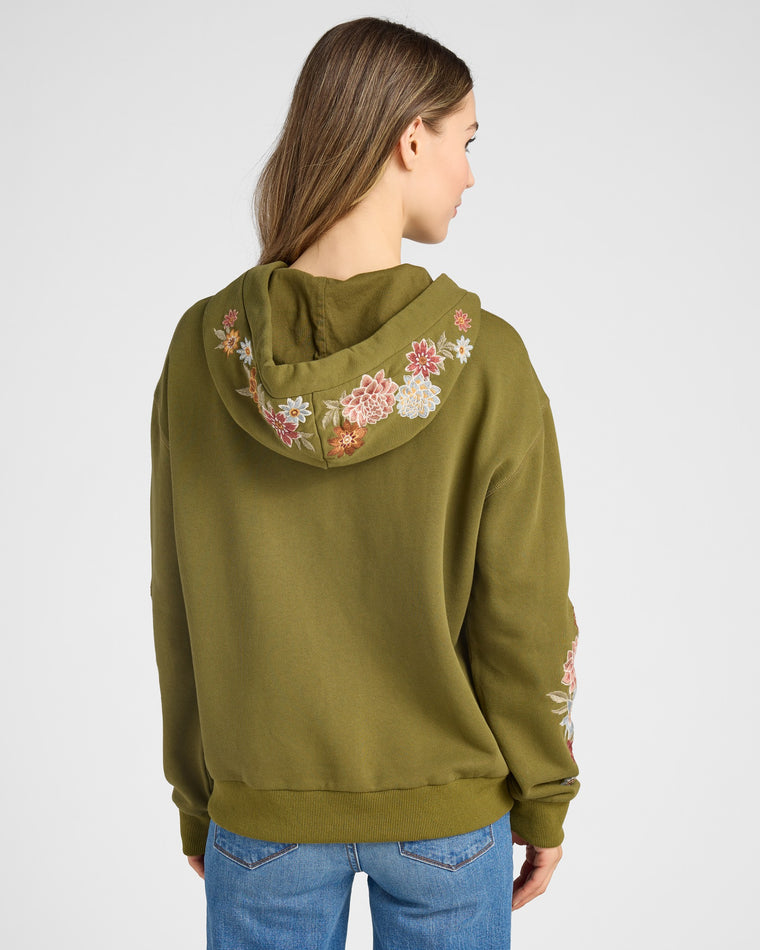 Olive $|& Driftwood Neptune Full Zip Embroidered Hoodie - SOF Back