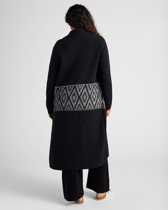 Black/Ivory $|& Bobeau Long Sleeve Shawl Neck Cardigan - SOF Back