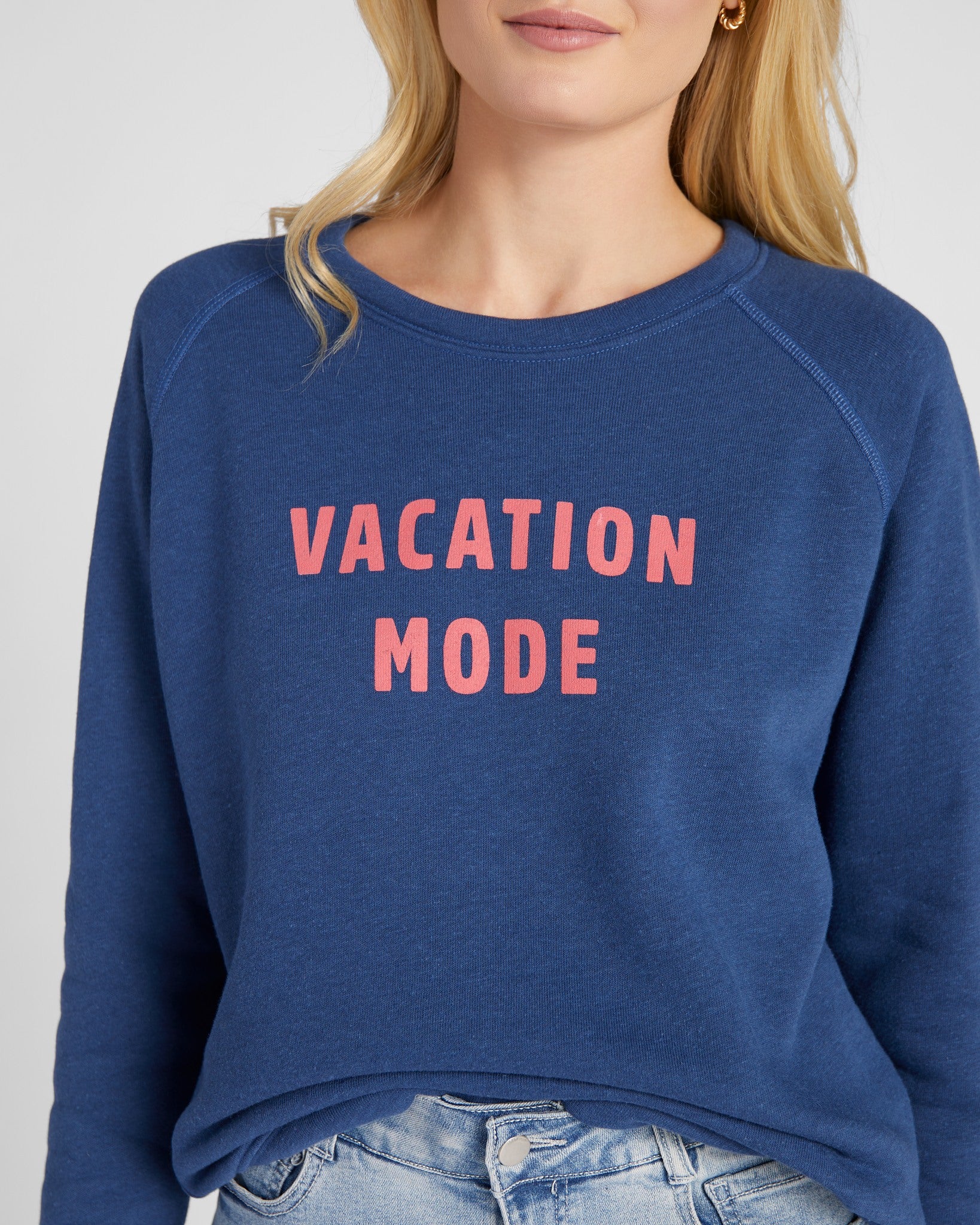Navy $|& SEAS Vacation Mode Graphic Sweatshirt - SOF Detail
