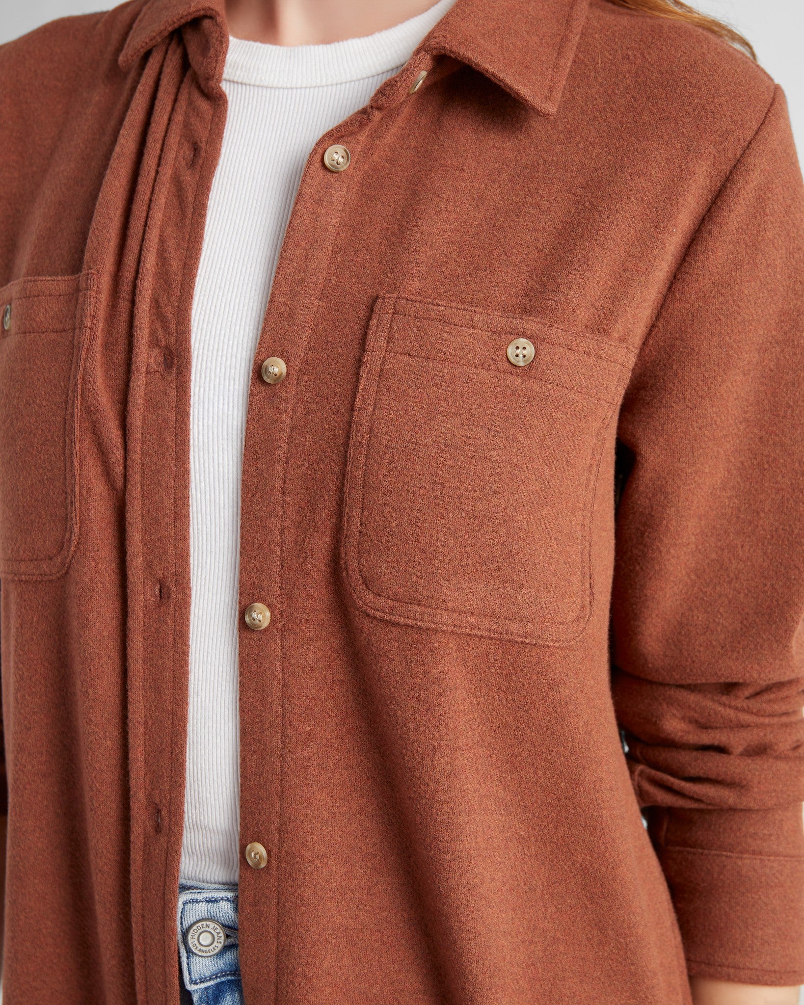 Heather Cognac $|& Thread & Supply Lewis Shirt - SOF Detail