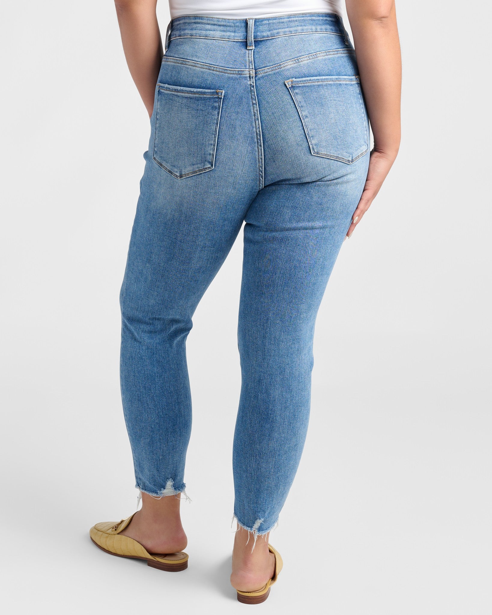 Prowess $|& Lovervet High Rise Crop Skinny Jeans with Distressed Hem - SOF Back