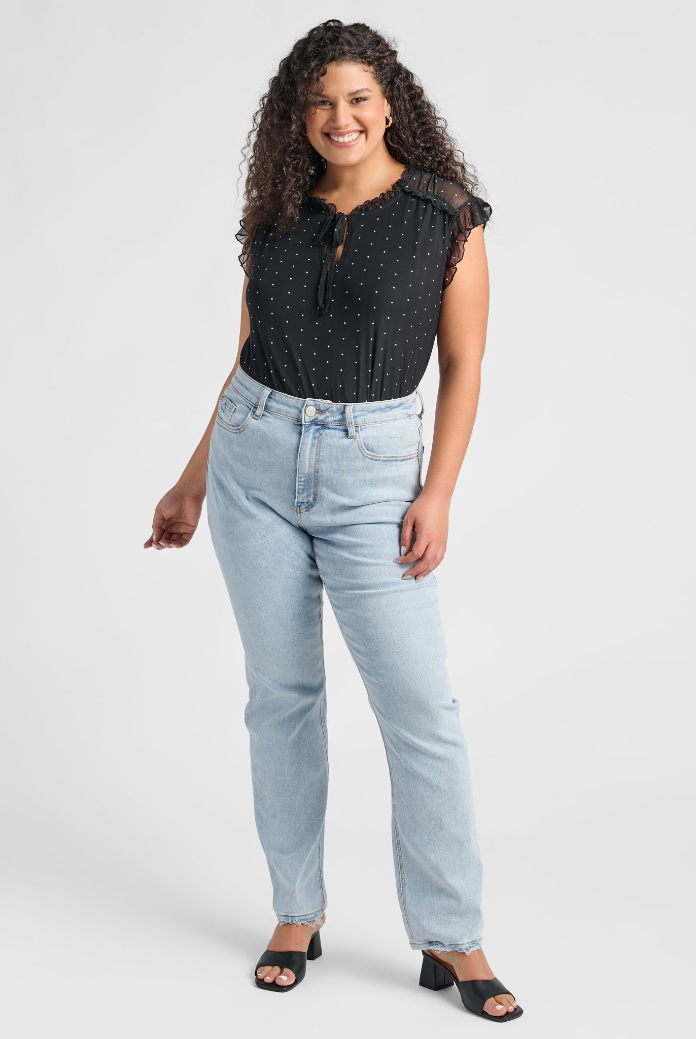 Medium Light Blue $|& Lovervet 90's Vintage Stretch Straight Leg Jeans - SOF Full Front