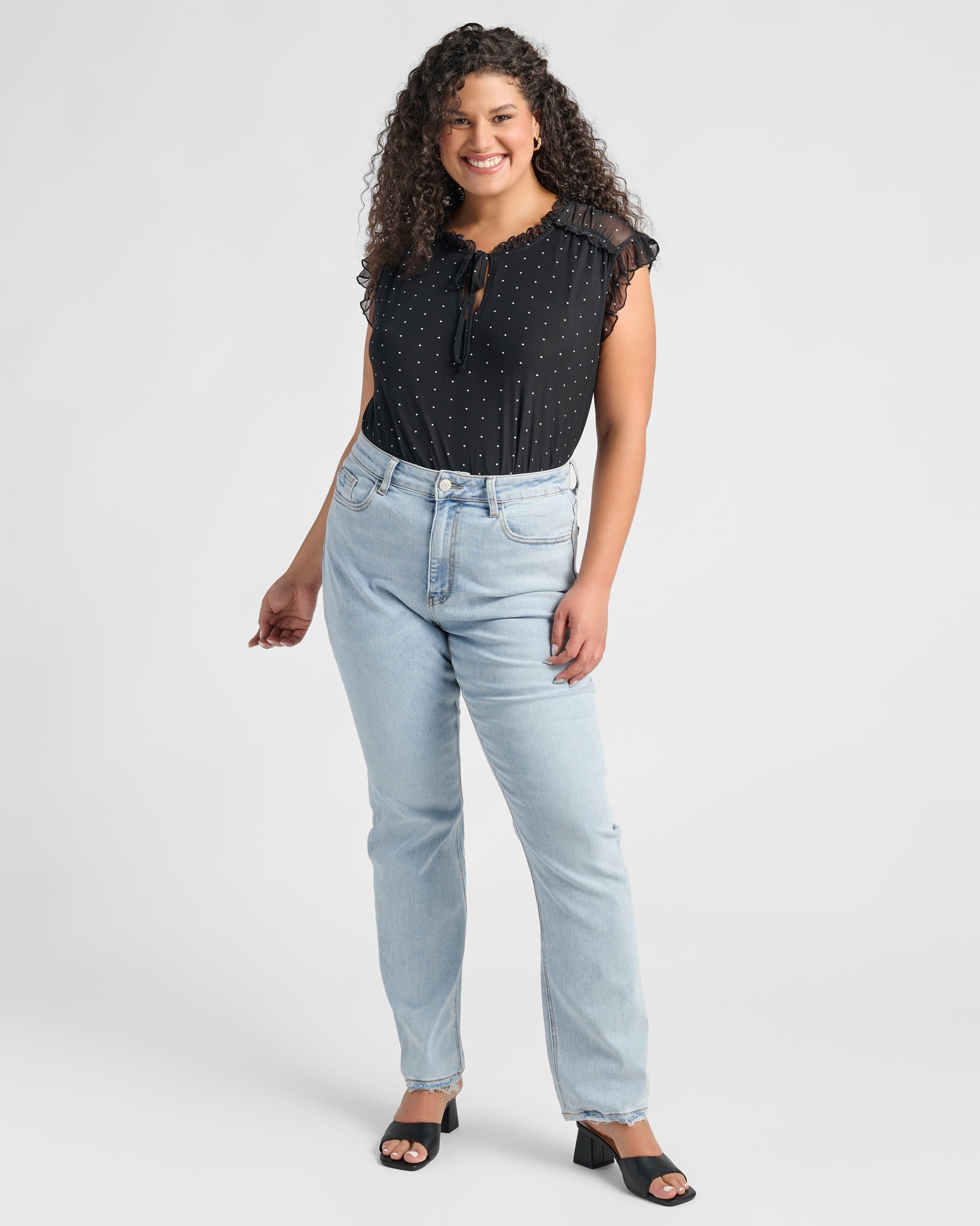 Medium Light Blue $|& Lovervet 90's Vintage Stretch Straight Leg Jeans - SOF Full Front