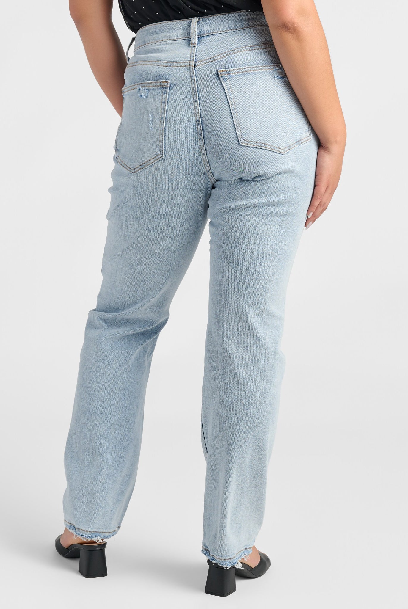 Medium Light Blue $|& Lovervet 90's Vintage Stretch Straight Leg Jeans - SOF Back
