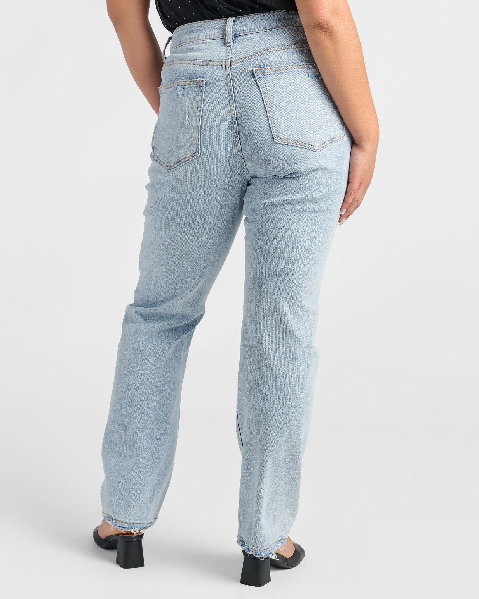 Medium Light Blue $|& Lovervet 90's Vintage Stretch Straight Leg Jeans - SOF Back