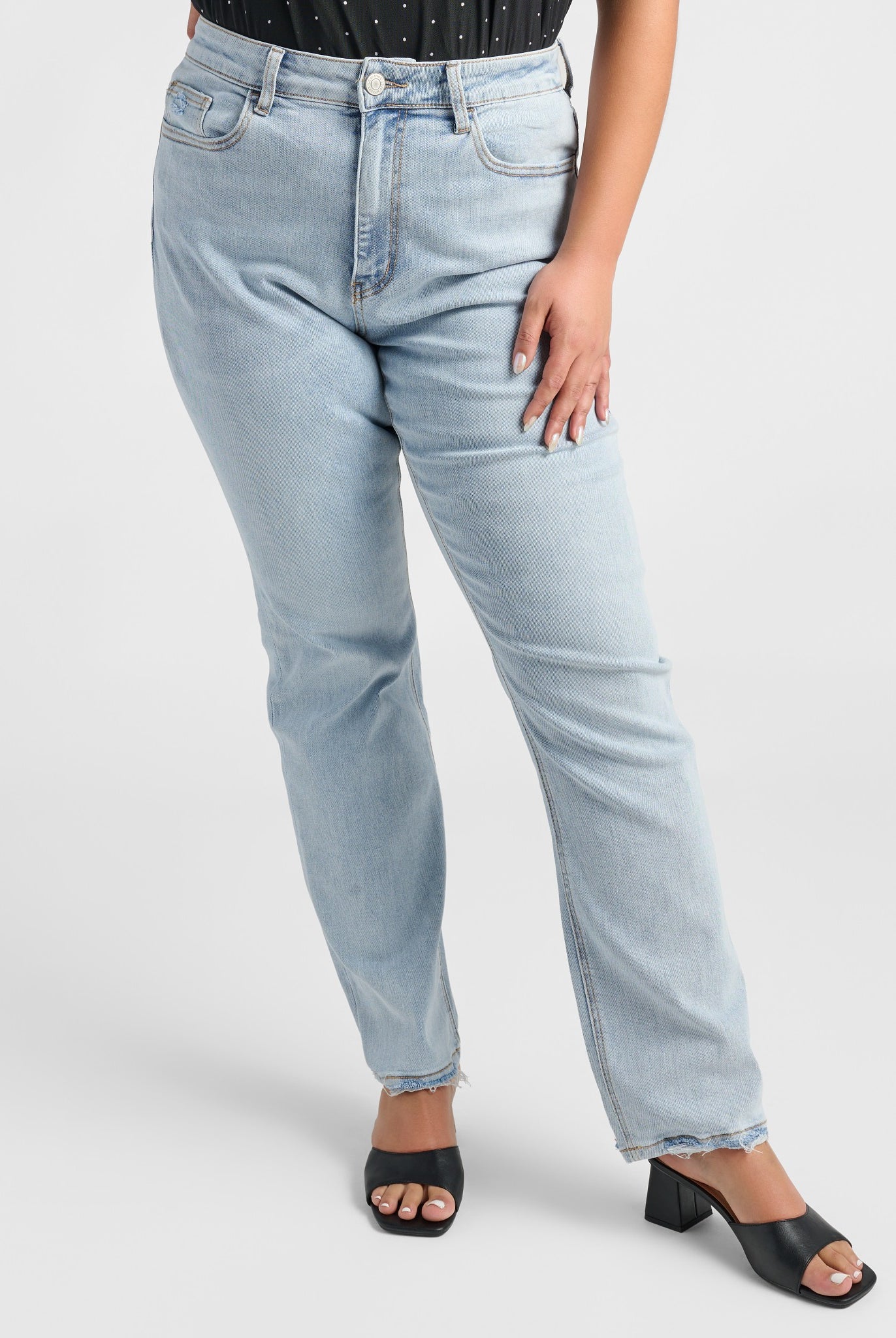 Medium Light Blue $|& Lovervet 90's Vintage Stretch Straight Leg Jeans - SOF Front