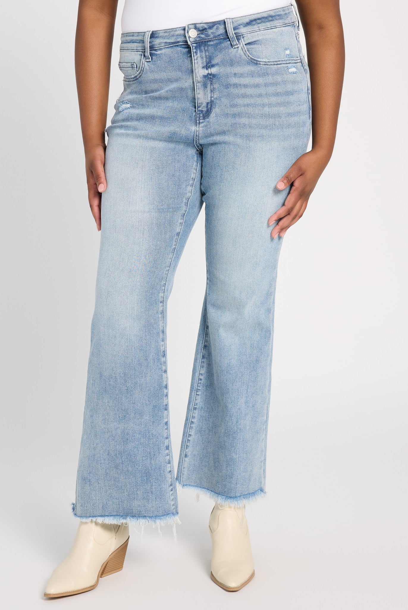 Medium Blue 32" $|& Lovervet High Rise Flare Leg Jeans - SOF Front