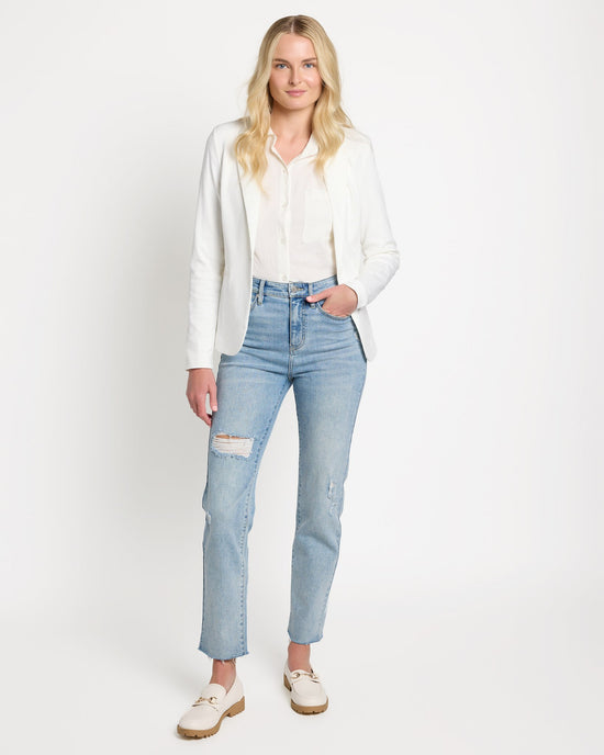 Cloud Dancer White $|& ICHI Kate Knit Blazer - UGC On Fig