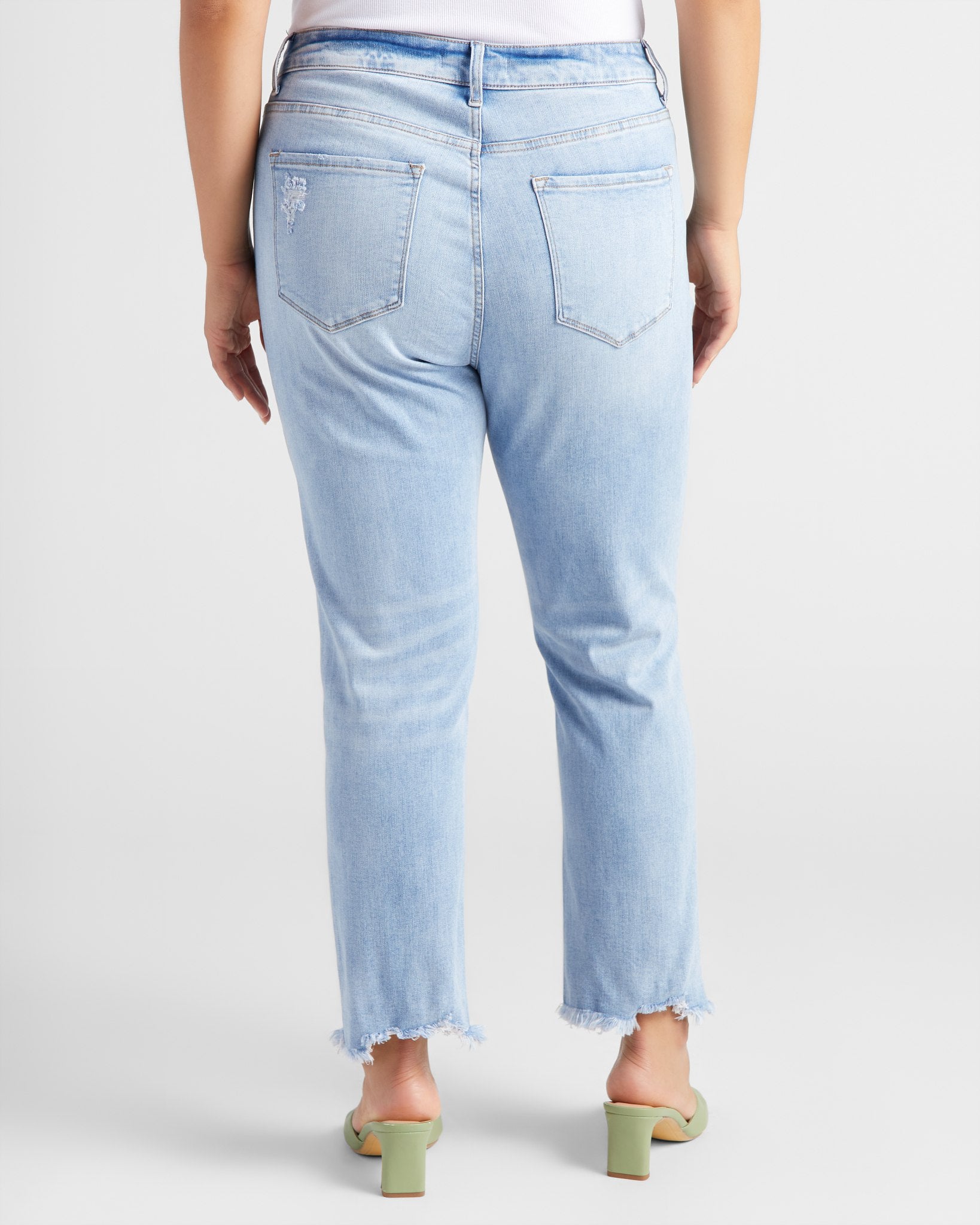 Medium Light Blue $|& Lovervet High Rise Slim Straight Jeans - SOF Back