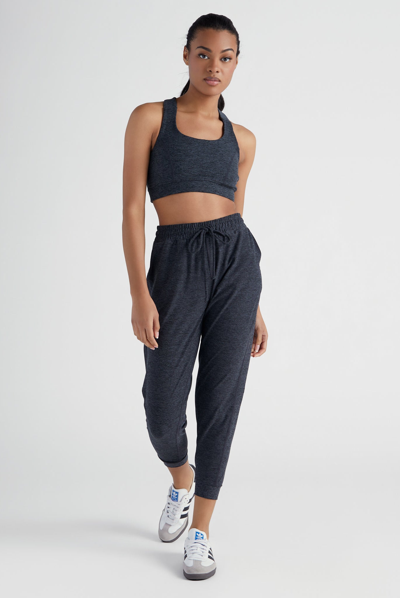 Heather Charcoal $|& Interval FlowHeather Sculpt Highland Jogger - SOF Full Front
