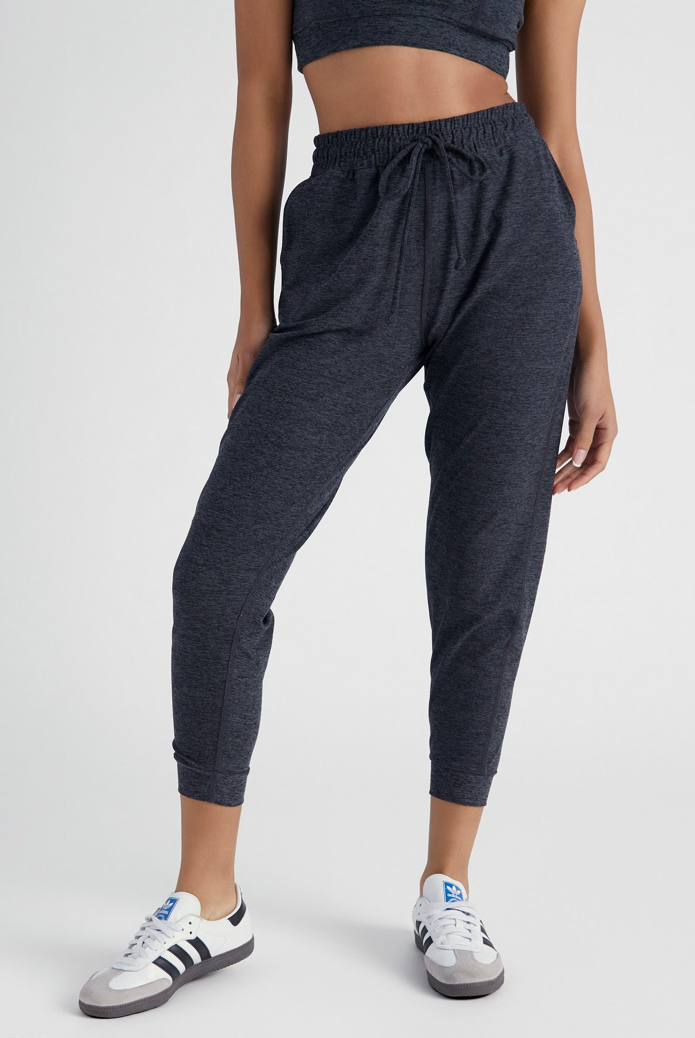 Heather Charcoal $|& Interval FlowHeather Sculpt Highland Jogger - SOF Front