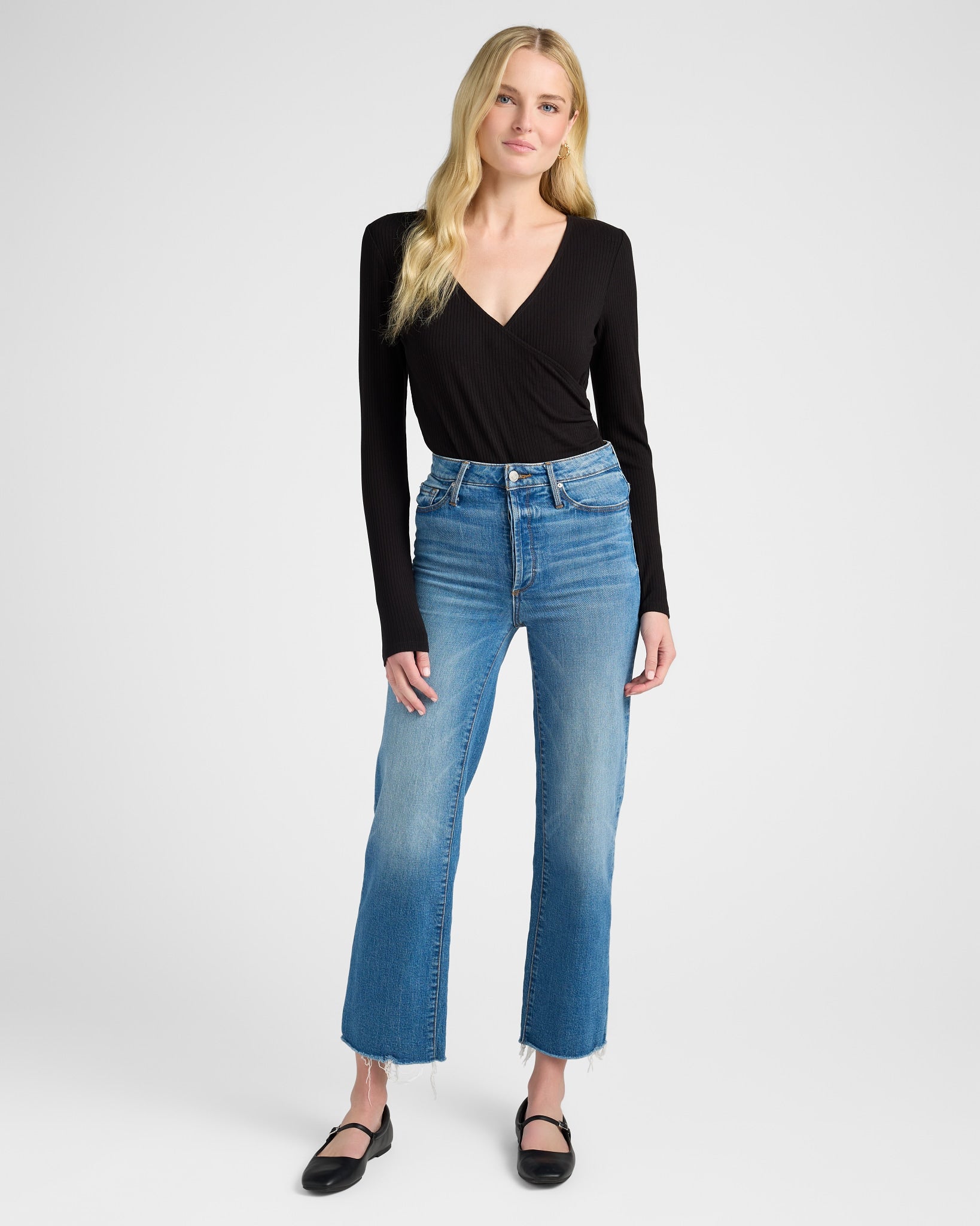 Black $|& Gentle Fawn Madeira V-Neck Body Suit - SOF Full Front