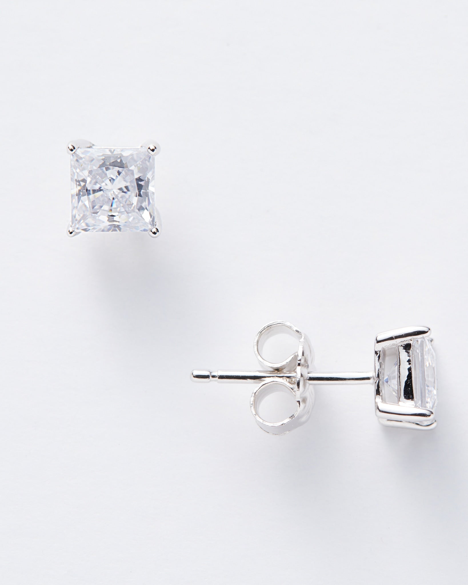 Pure Platinum $|& Crislu Solitaire Princess Stud Earrings - 1.5 Carat - Hanger Detail