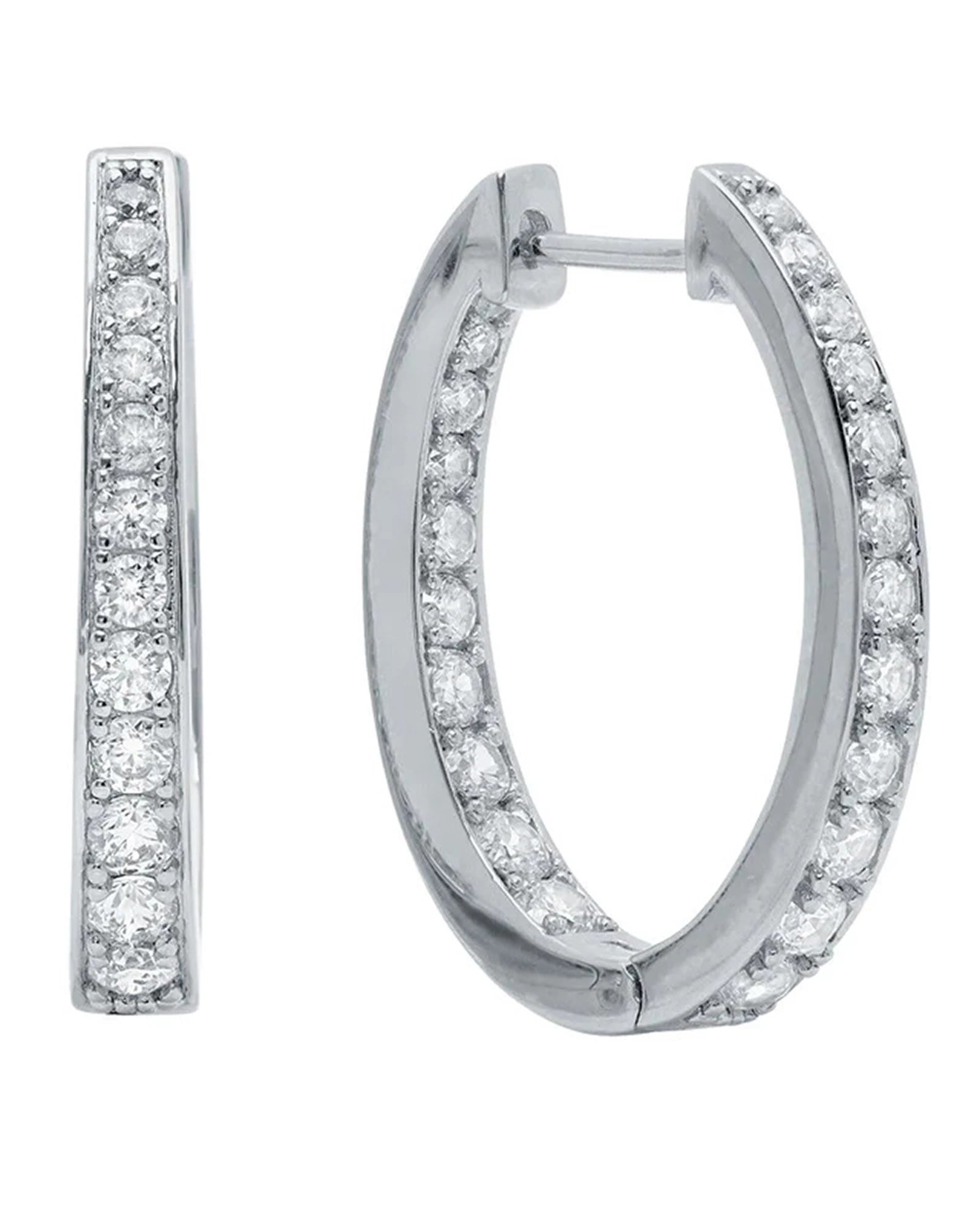 Pure Platinum $|& Crislu Pavé Oval Hoops - VOF Detail