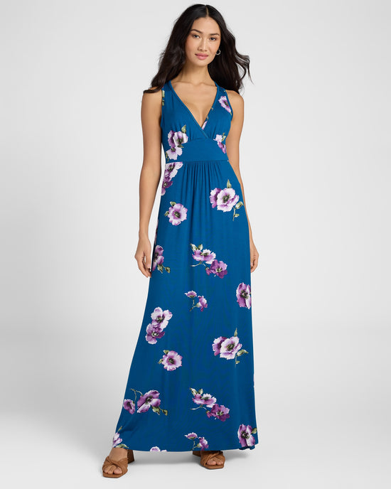 Teal Violet $|& Loveappella Floral V-Neck Knit Maxi - SOF Front
