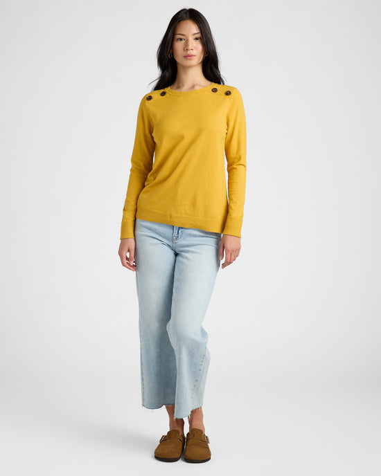 Mustard $|& Staccato Shoulder Button Detail Sweater - SOF Full Front