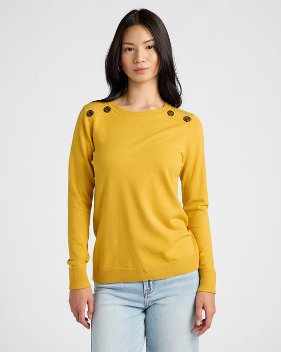 Mustard $|& Staccato Shoulder Button Detail Sweater - SOF Front