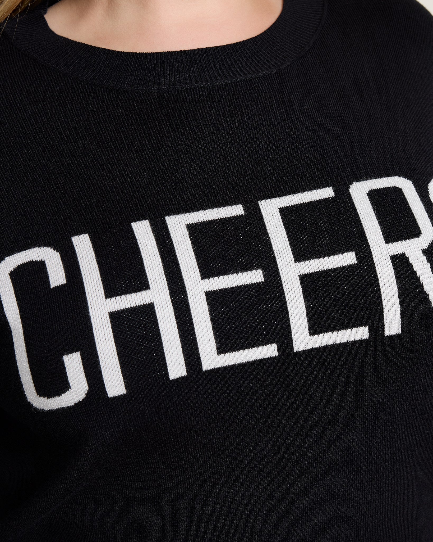 Black $|& Hem & Thread "CHEERS" Oversized Pullover - SOF Full Front