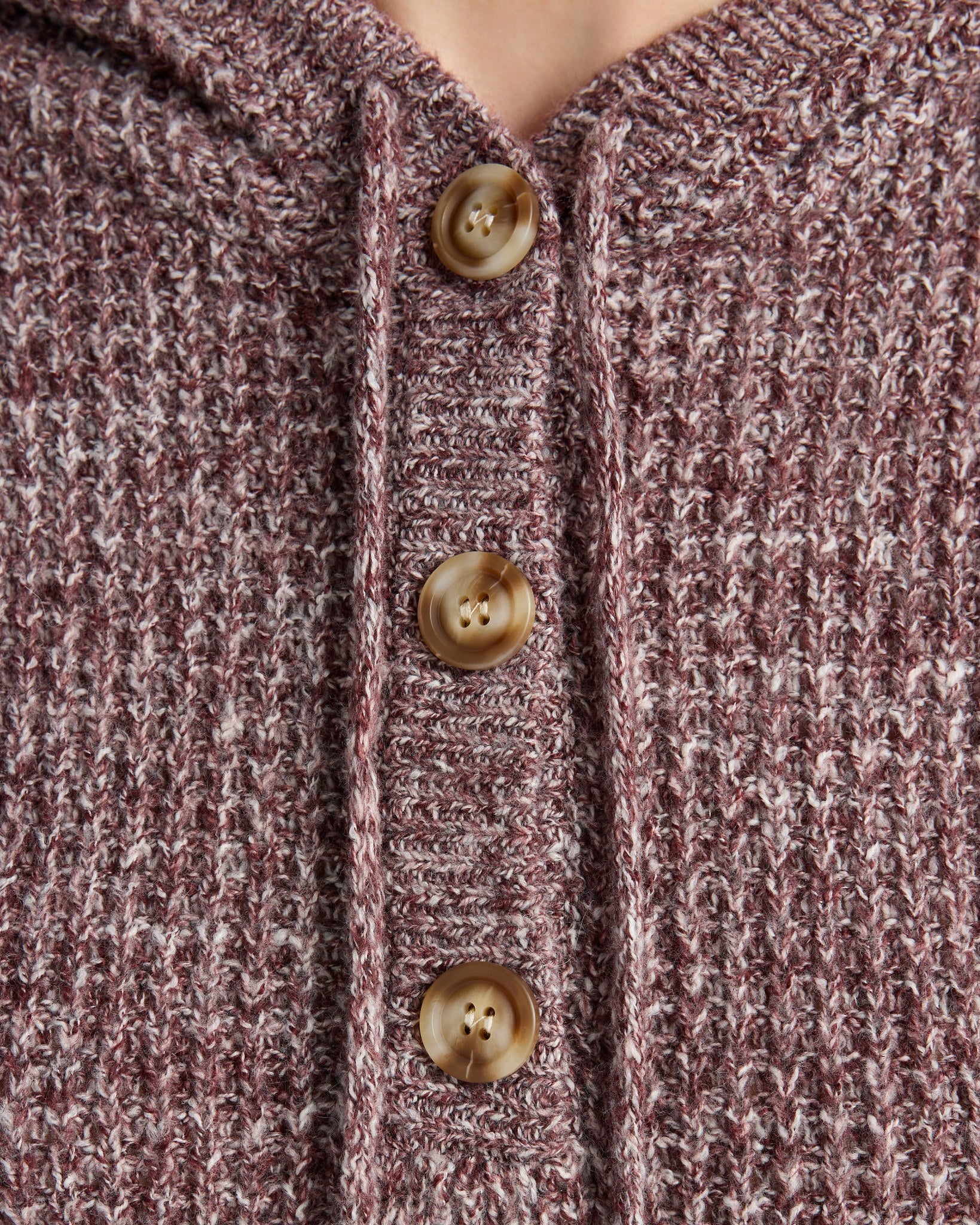 Burgundy $|& Staccato Henley Waffle Hoodie Sweater - SOF Detail