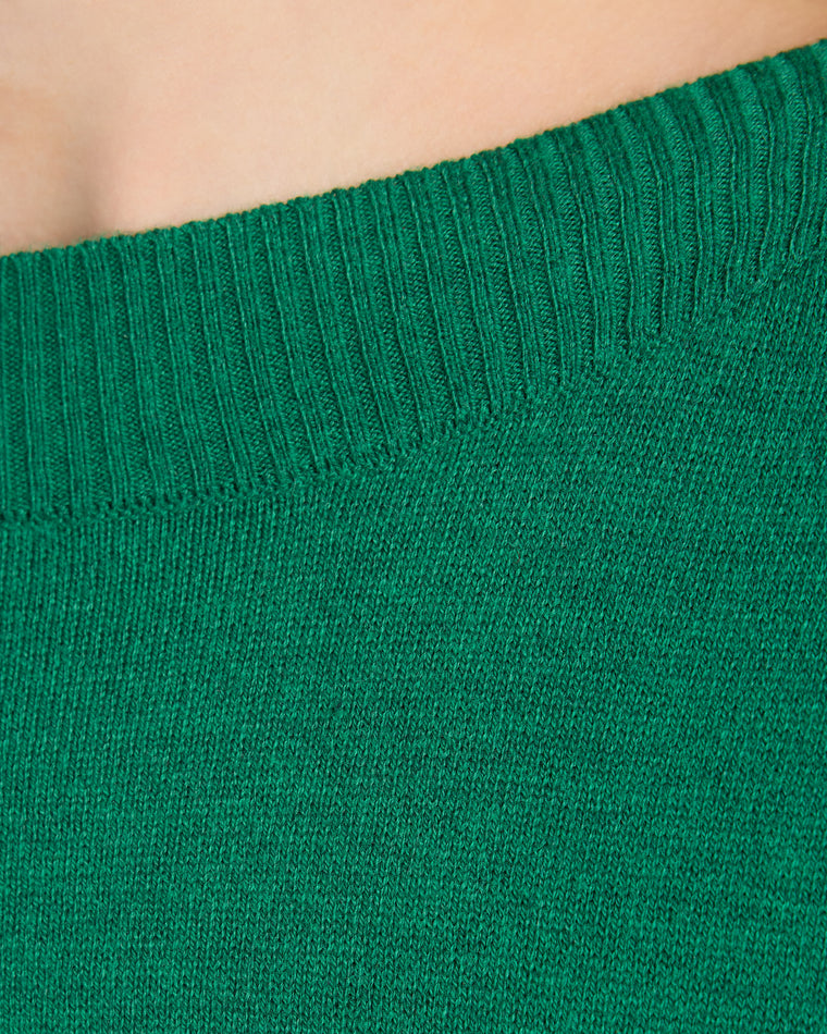 Dark Emerald $|& Staccato Boat Neck Ribbed Side Slit Pullover - SOF Detail