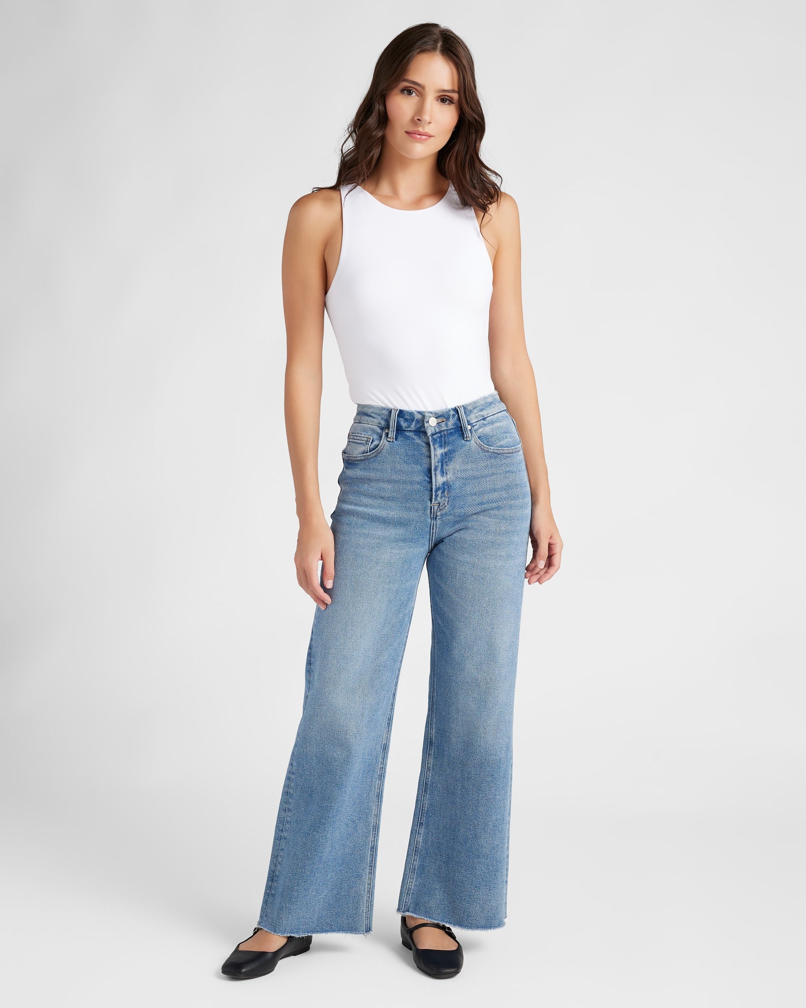 Wide Moon $|& Mica Denim Super High Rise Wide Leg Jeans - SOF Full Front
