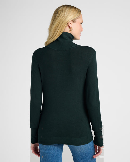 Astro Green $|& Skies Are Blue Turtleneck Sweater withButton Detail - SOF Back