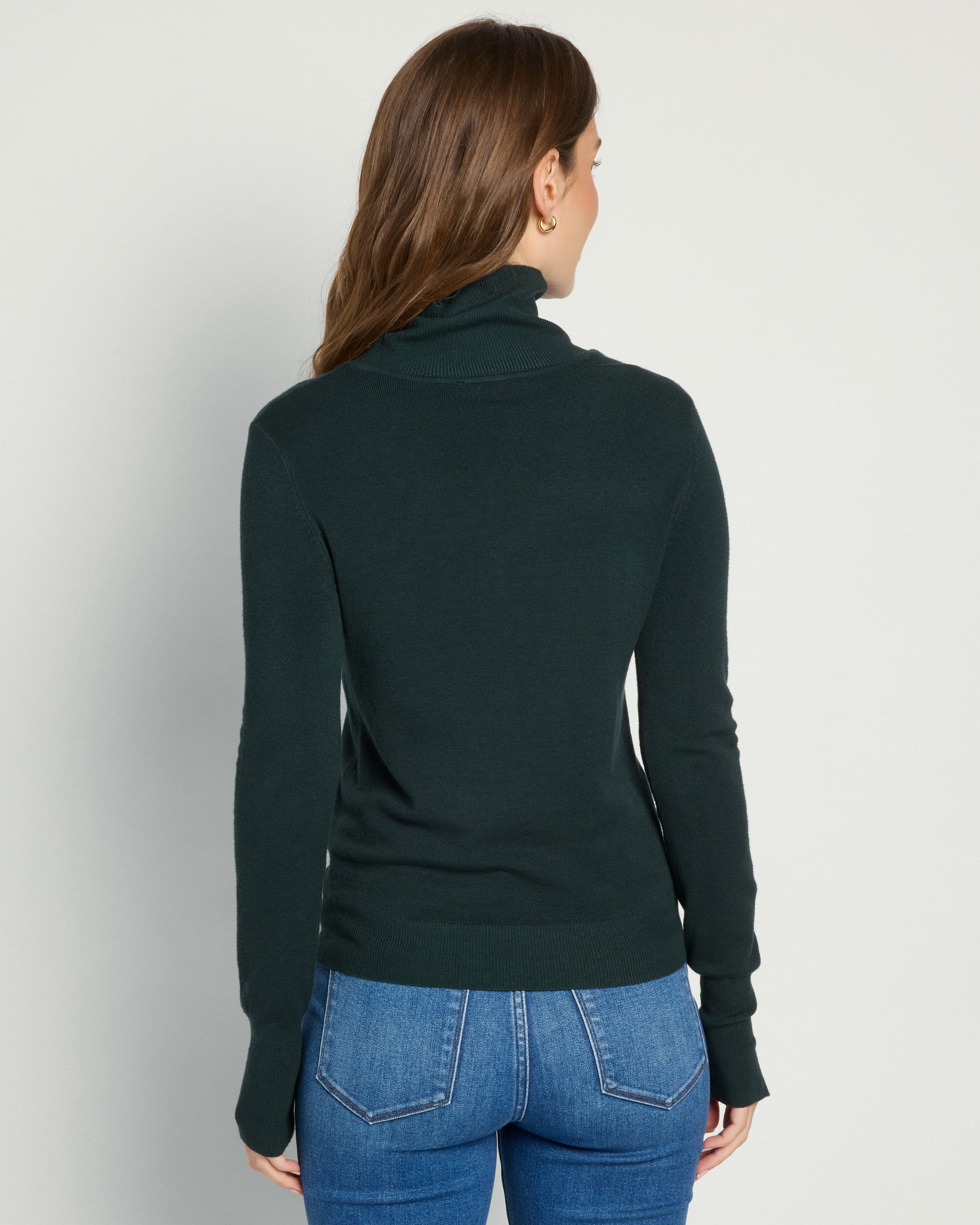Astro Green $|& Skies Are Blue Turtleneck Sweater withButton Detail - SOF Back
