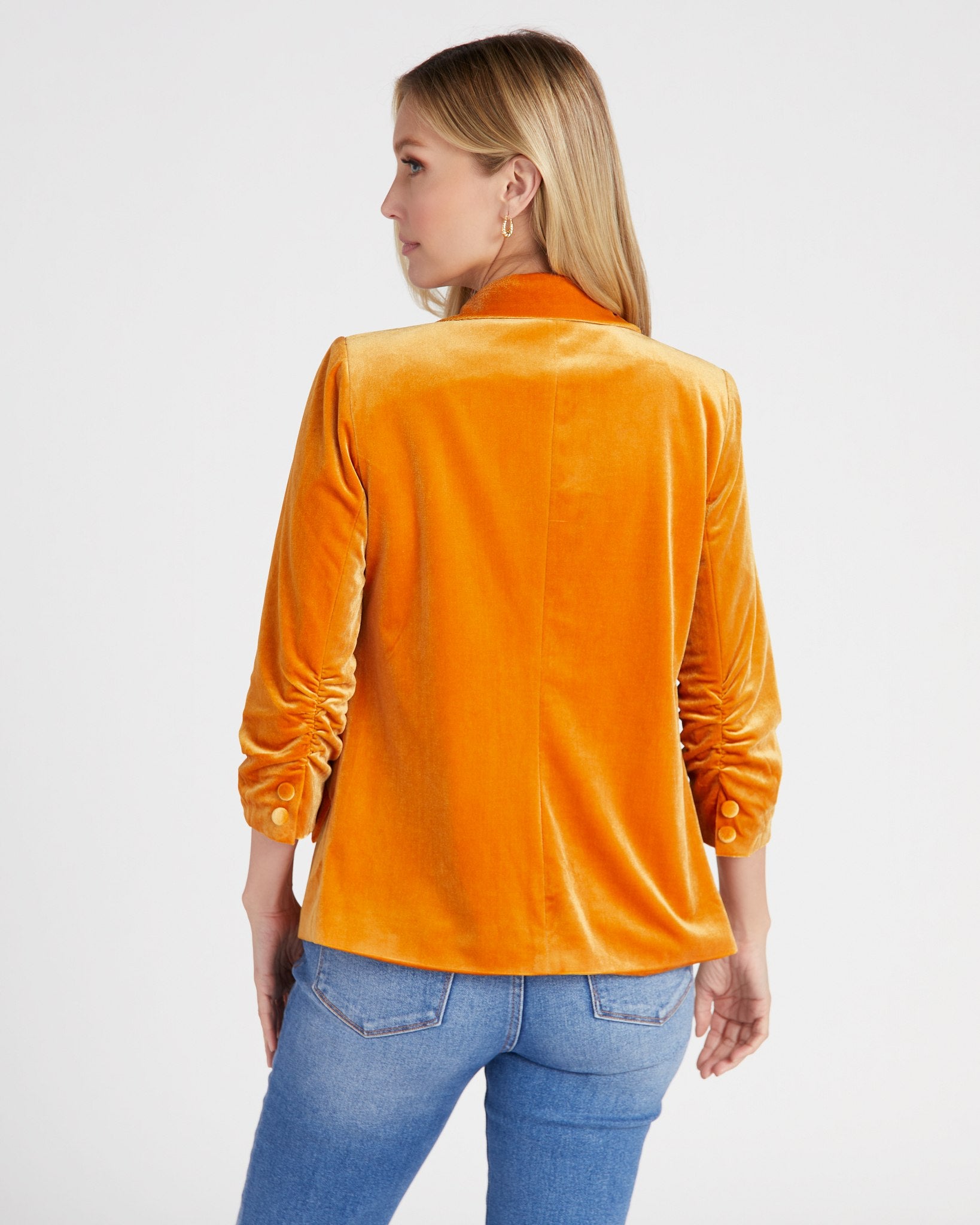 Golden Mustard $|& Skies Are Blue Velvet Blazer - SOF Back