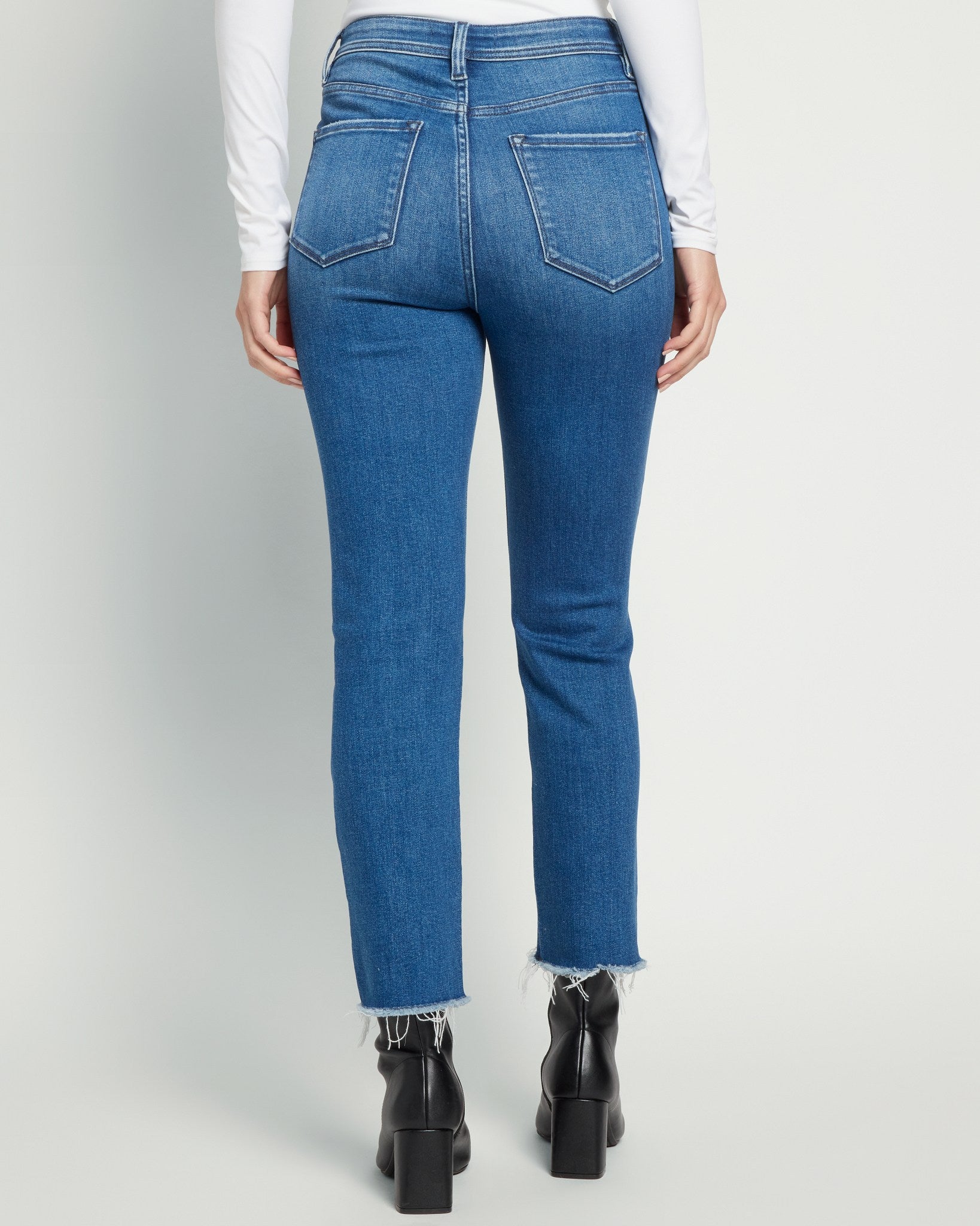 Medium Blue $|& Flying Monkey Jeans Super High Rise Slim Straight Jeans - SOF Back